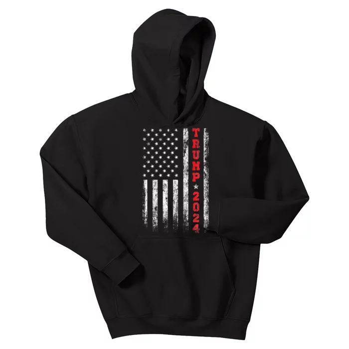 Trump 2024 American Flag Kids Hoodie