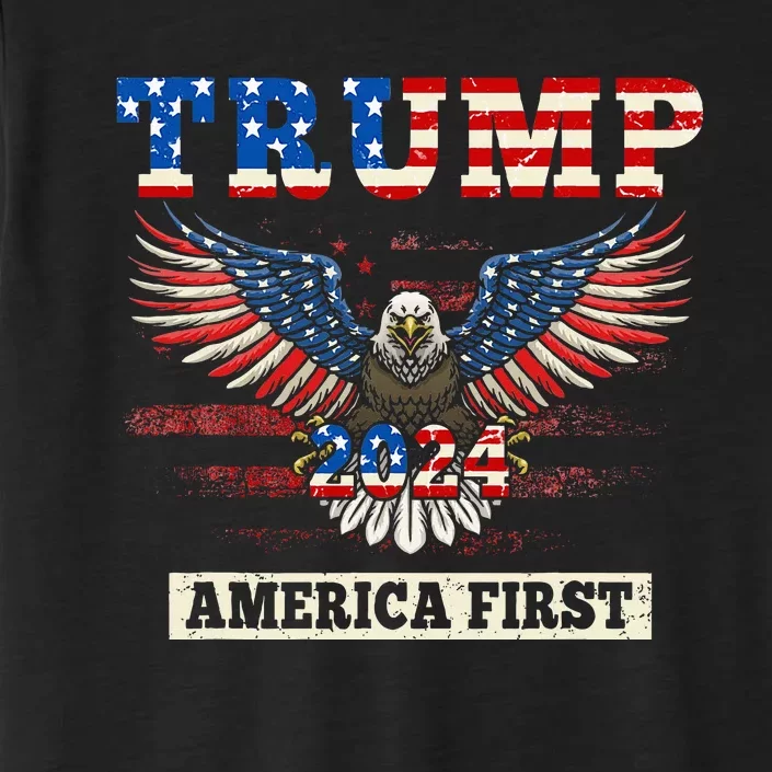 Trump 2024 America First Bald Eagle Pro Trump Usa Flag ChromaSoft Performance T-Shirt