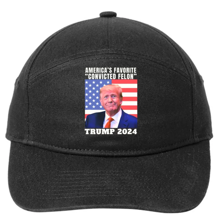 Trump 2024 AmericaS Favorite Convicted Felon American Flag 7-Panel Snapback Hat