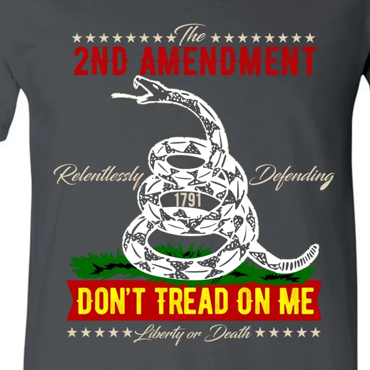 The 2nd Amendment Dont Tread On Me Gadsden Flag V-Neck T-Shirt