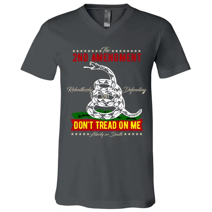 The 2nd Amendment Dont Tread On Me Gadsden Flag V-Neck T-Shirt