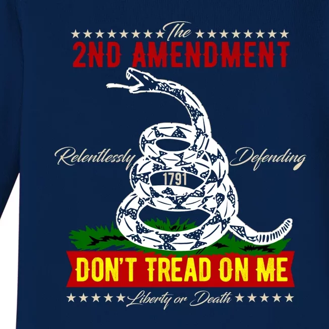 The 2nd Amendment Dont Tread On Me Gadsden Flag Baby Long Sleeve Bodysuit