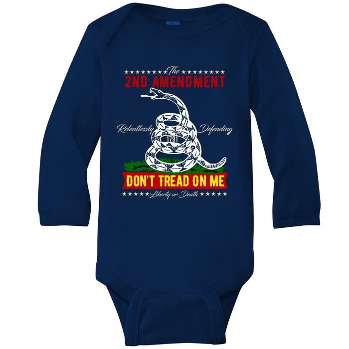 The 2nd Amendment Dont Tread On Me Gadsden Flag Baby Long Sleeve Bodysuit