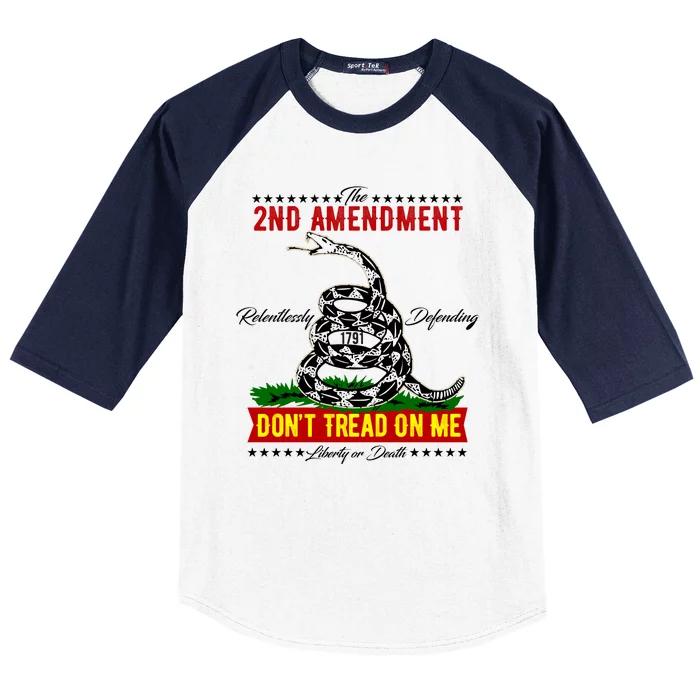 The 2nd Amendment Dont Tread On Me Gadsden Flag Baseball Sleeve Shirt