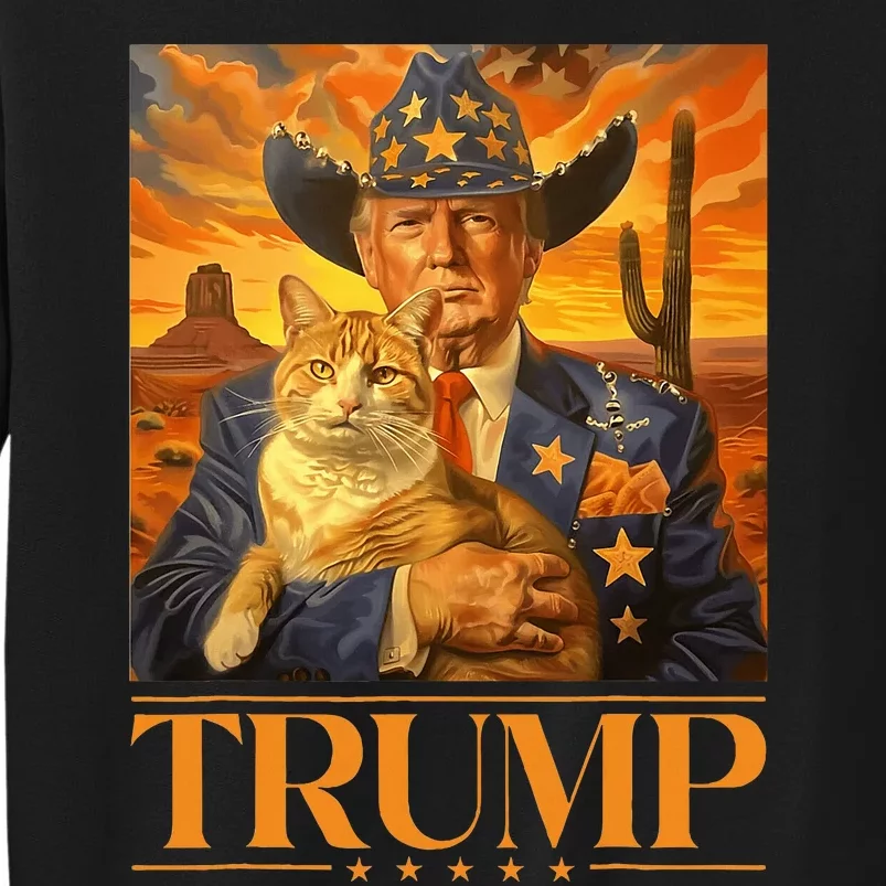 Trump 2024 And Cat Western Cowboy Patriotic Sweatshirt