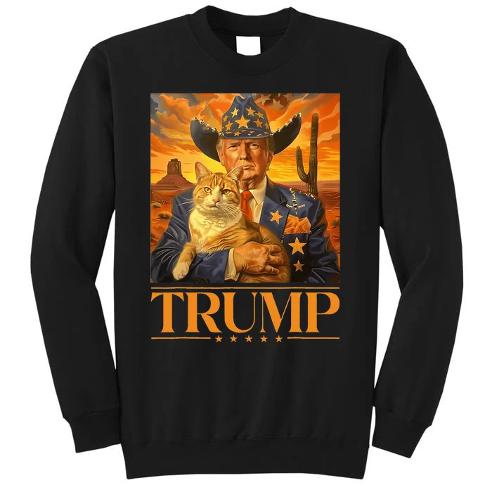 Trump 2024 And Cat Western Cowboy Patriotic Sweatshirt