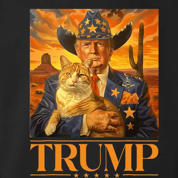 Trump 2024 And Cat Western Cowboy Patriotic Toddler Hoodie