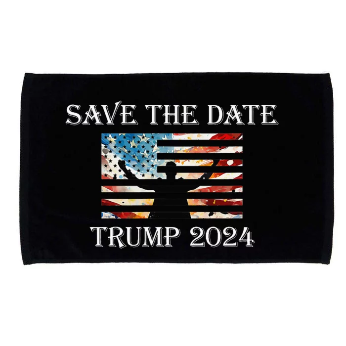 Trump 2024 American Flag Save The Date Take America Back Microfiber Hand Towel