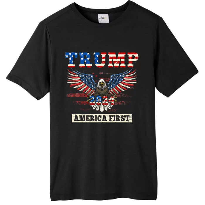 Trump 2024 America First Bald Eagle Pro Trump Usa Flag ChromaSoft Performance T-Shirt