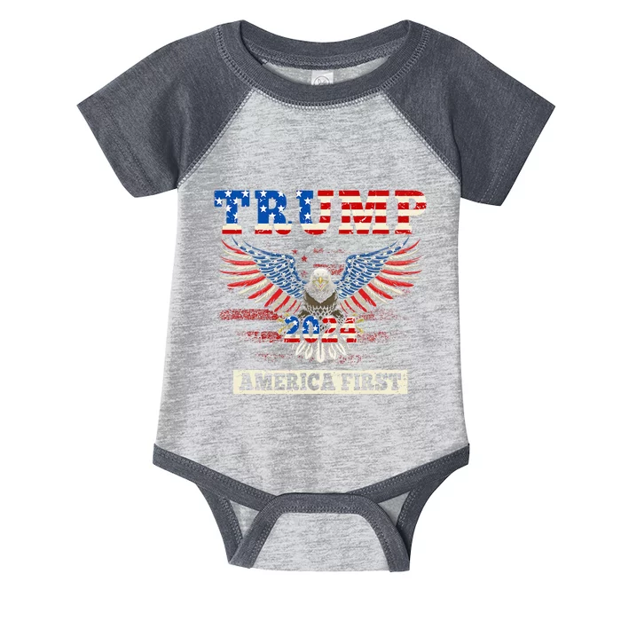 Trump 2024 America First Bald Eagle Pro Trump Usa Flag Infant Baby Jersey Bodysuit