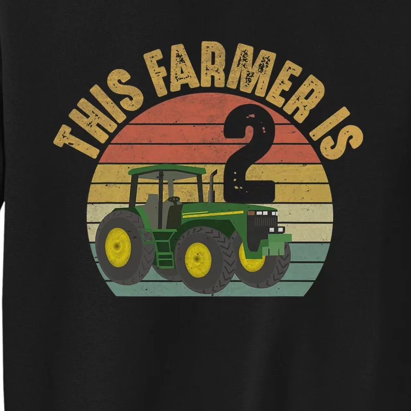 Tractor 2nd Birthday 2 Year Old Farmer Farm Theme Bday Party Sweatshirt