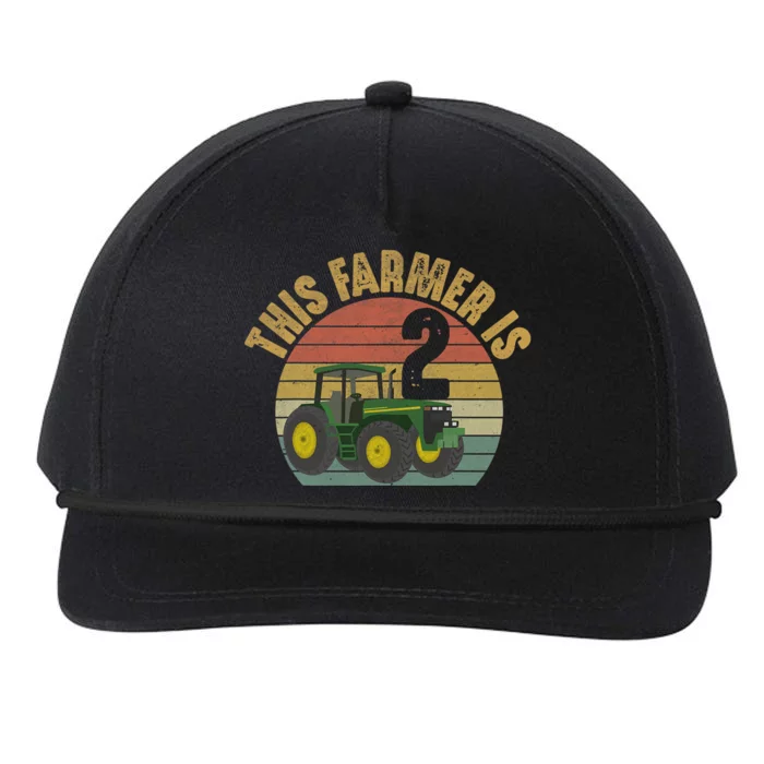 Tractor 2nd Birthday 2 Year Old Farmer Farm Theme Bday Party Snapback Five-Panel Rope Hat