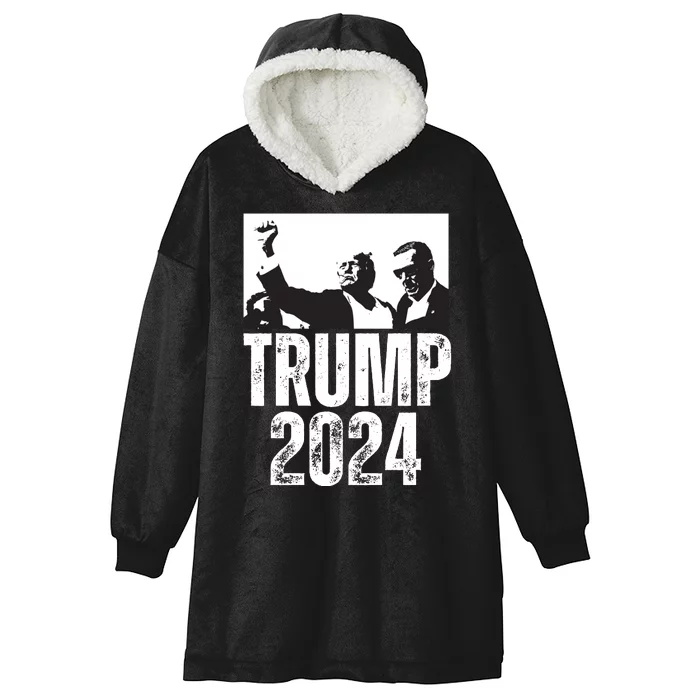 Trump 2024 Bulletproof Teflon Don Rally Shooting Fist Pump Hooded Wearable Blanket