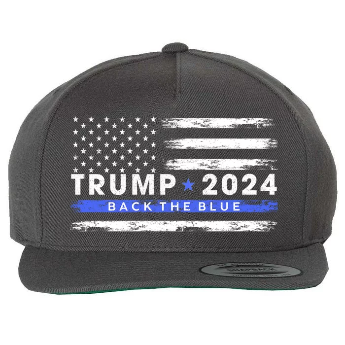 Trump 2024 Back The Blue Thin Gift Wool Snapback Cap