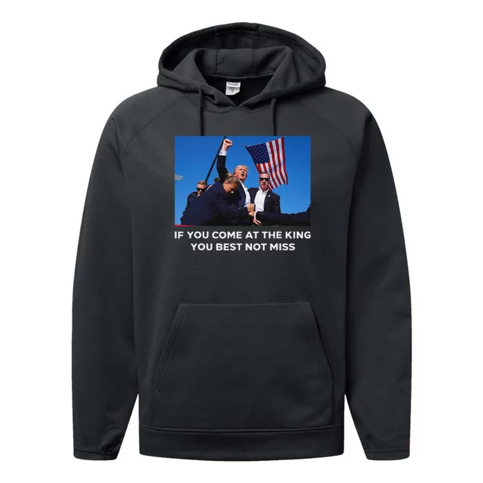 Trump 2024 Best Not Miss King Bold Design Performance Fleece Hoodie