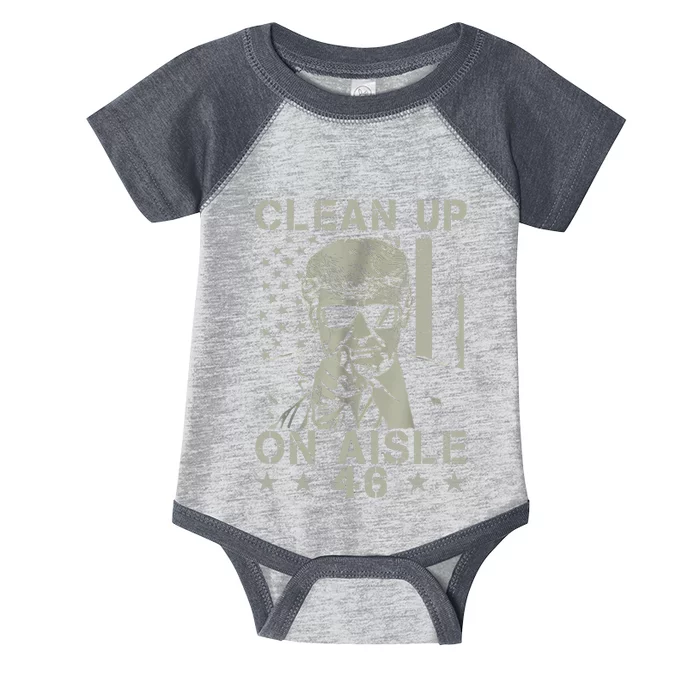 Trump 2024 Back America Clean Up On Aisle 46 Anti Joe Biden Infant Baby Jersey Bodysuit