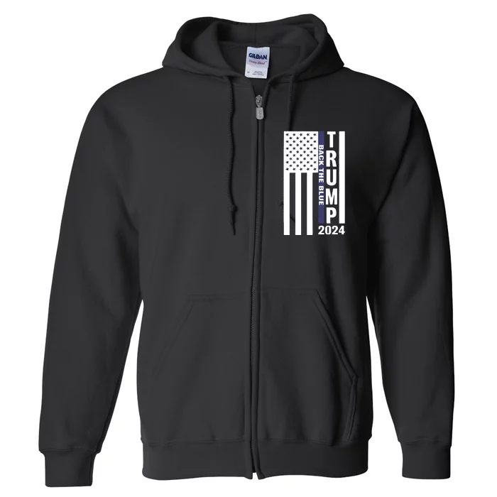 Trump 2024 Back The Blue Trump Supporter Full Zip Hoodie