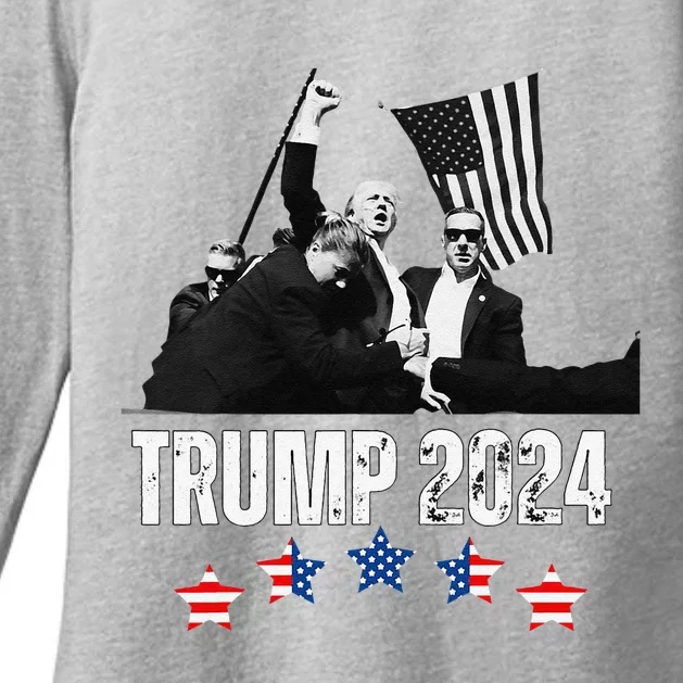 Trump 2024 Bulletproof Teflon Don Rally Shooting First Pump Womens CVC Long Sleeve Shirt