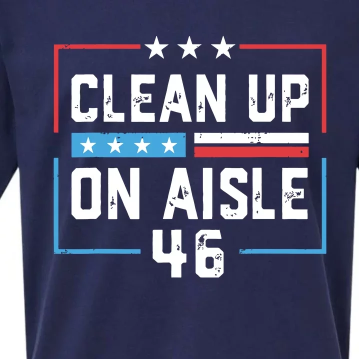 Trump 2024 Back America Clean Up On Aisle 46 Anti Joe Biden Sueded Cloud Jersey T-Shirt