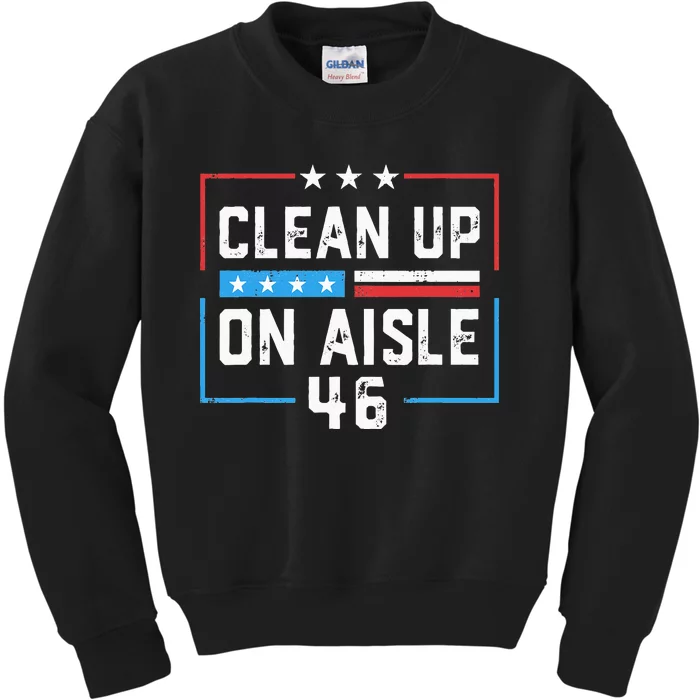 Trump 2024 Back America Clean Up On Aisle 46 Anti Joe Biden Kids Sweatshirt