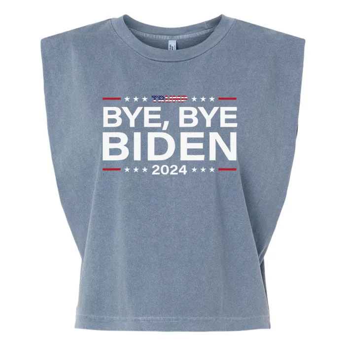 Trump 2024 Bye Bye Biden Dropped Out Election Funny Garment-Dyed Women's Muscle Tee