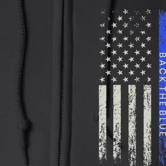 Trump 2024 Back The Blue Thin Blue Line Police American Flag Full Zip Hoodie