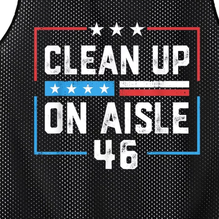 Trump 2024 Back America Clean Up On Aisle 46 Anti Joe Biden Mesh Reversible Basketball Jersey Tank