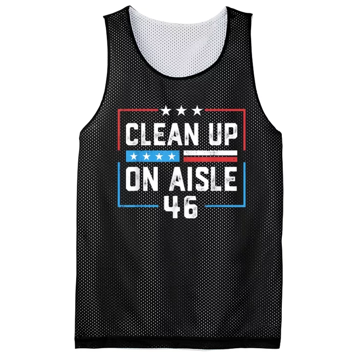 Trump 2024 Back America Clean Up On Aisle 46 Anti Joe Biden Mesh Reversible Basketball Jersey Tank