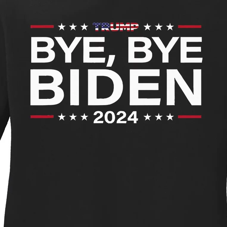 Trump 2024 Bye Bye Biden Dropped Out Election Ladies Long Sleeve Shirt