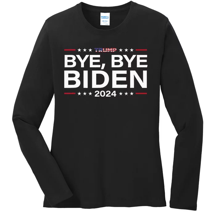 Trump 2024 Bye Bye Biden Dropped Out Election Ladies Long Sleeve Shirt