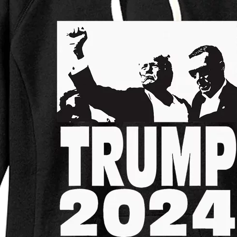 Trump 2024 Bulletproof Teflon Don Rally Shooting Fist Pump Women's Fleece Hoodie