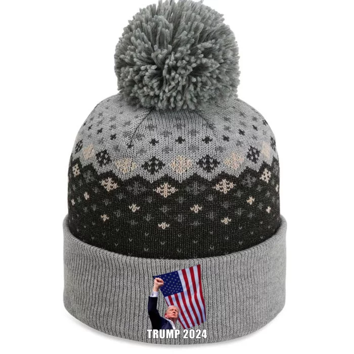 Trump 2024 Bullet Flag Fist Election The Baniff Cuffed Pom Beanie