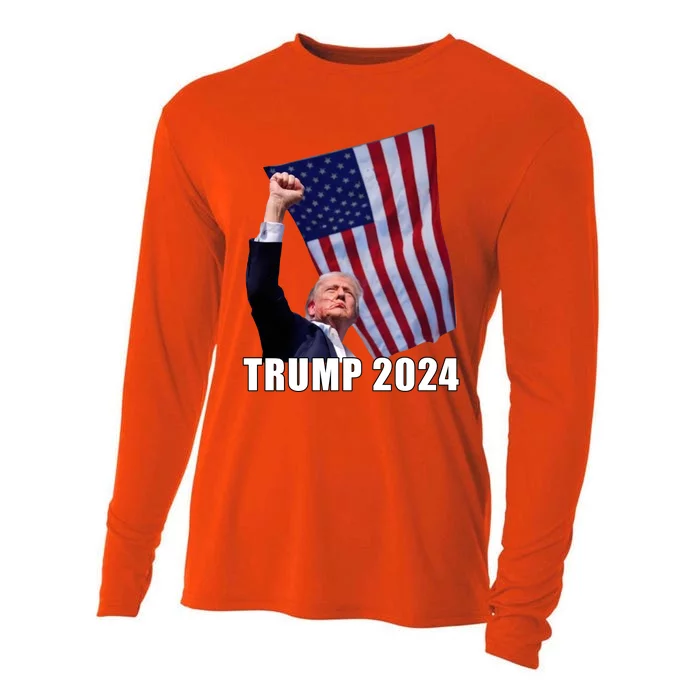 Trump 2024 Bullet Flag Fist Election Cooling Performance Long Sleeve Crew