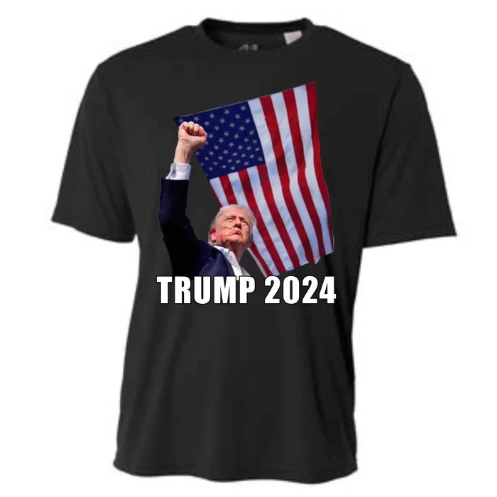 Trump 2024 Bullet Flag Fist Election Cooling Performance Crew T-Shirt