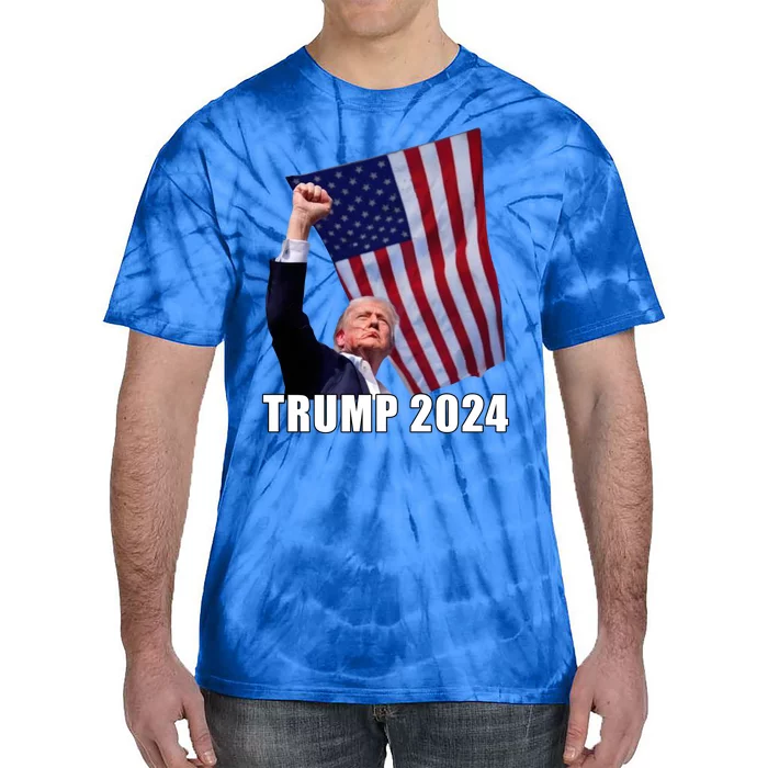 Trump 2024 Bullet Flag Fist Election Tie-Dye T-Shirt