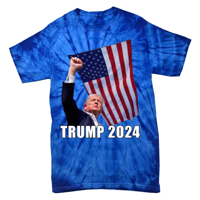 Trump 2024 Bullet Flag Fist Election Tie-Dye T-Shirt