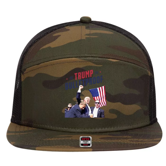 Trump 2024 Bulletproof Shooting Rally 7 Panel Mesh Trucker Snapback Hat