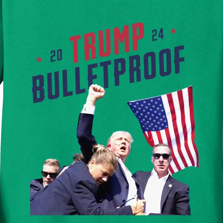 Trump 2024 Bulletproof Shooting Rally Kids Long Sleeve Shirt