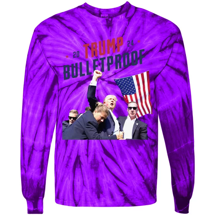 Trump 2024 Bulletproof Shooting Rally Tie-Dye Long Sleeve Shirt