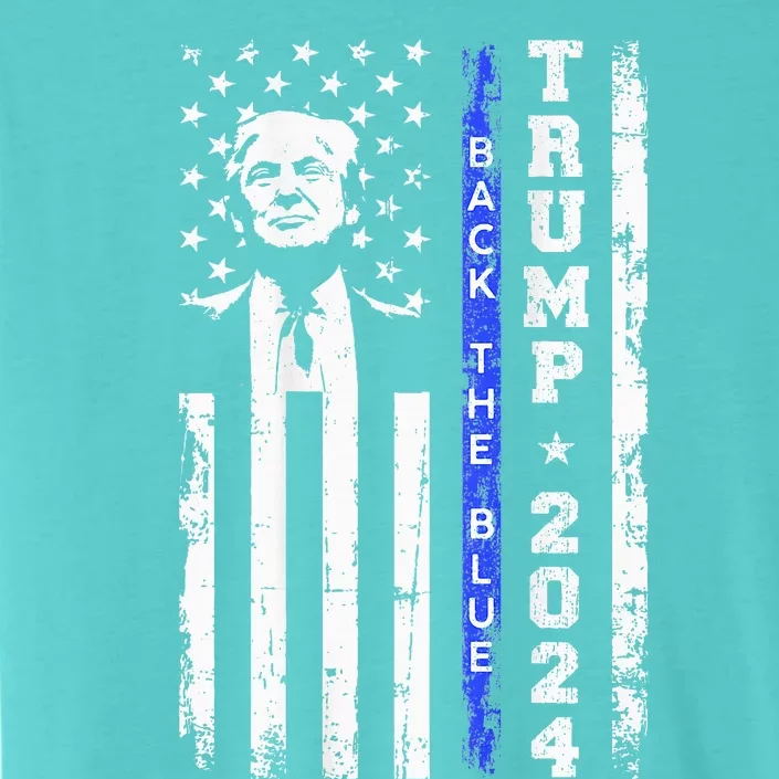 Trump 2024 Back The Blue Thin Blue Line Usa Flag ChromaSoft Performance T-Shirt