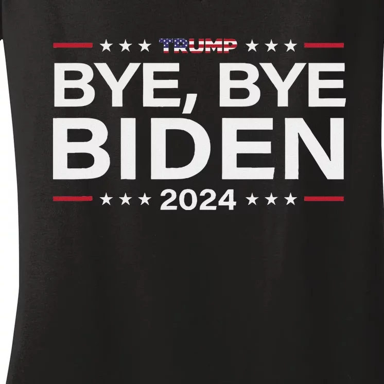 Trump 2024 Bye Bye Biden Dropped Out Election Funny Women's V-Neck T-Shirt