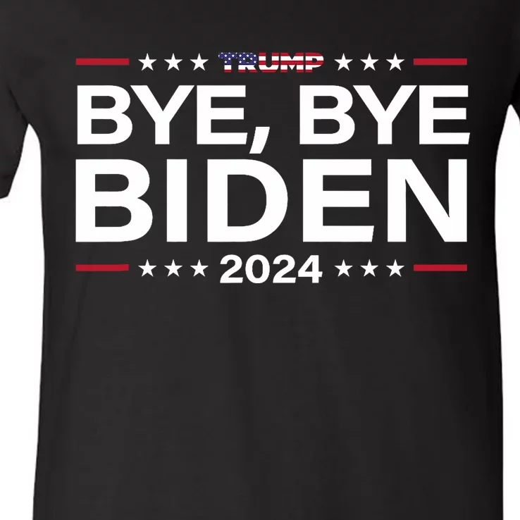 Trump 2024 Bye Bye Biden Dropped Out Election Funny V-Neck T-Shirt