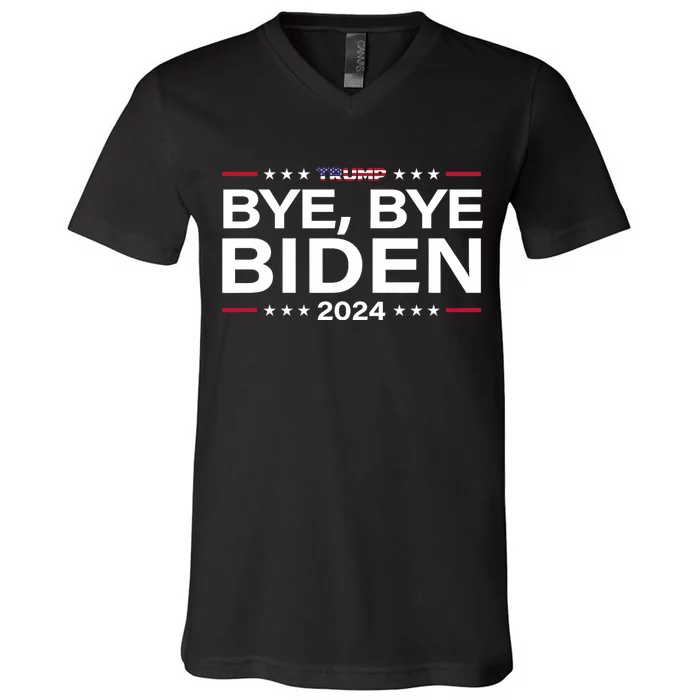 Trump 2024 Bye Bye Biden Dropped Out Election Funny V-Neck T-Shirt