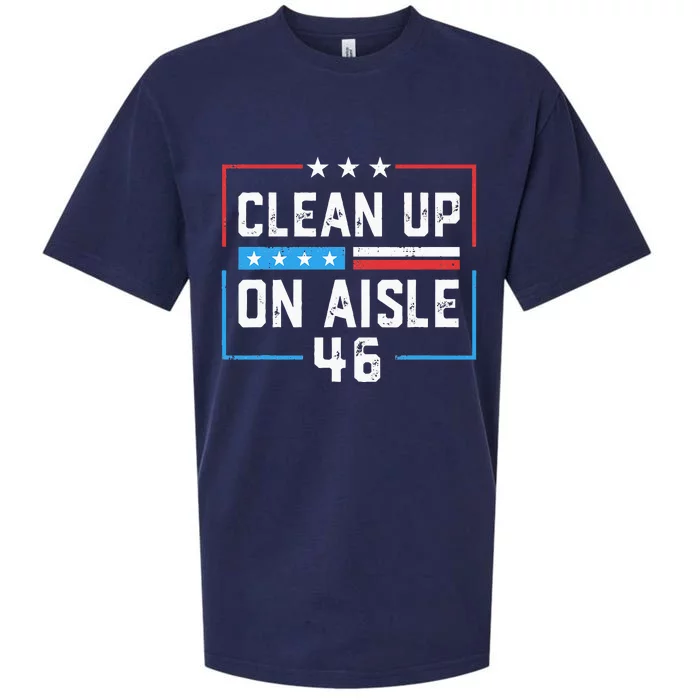 Trump 2024 Back America Clean Up On Aisle 46 Anti Joe Biden Sueded Cloud Jersey T-Shirt