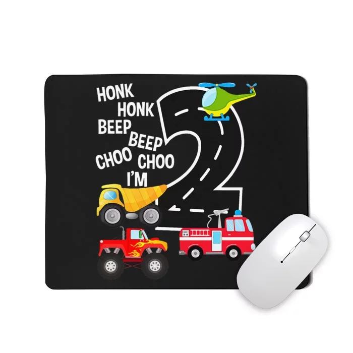 Trucks 2nd Birthday Party I'm 2 Year Old Bday Mousepad