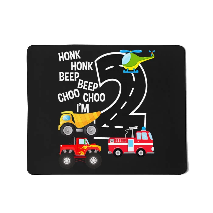 Trucks 2nd Birthday Party I'm 2 Year Old Bday Mousepad