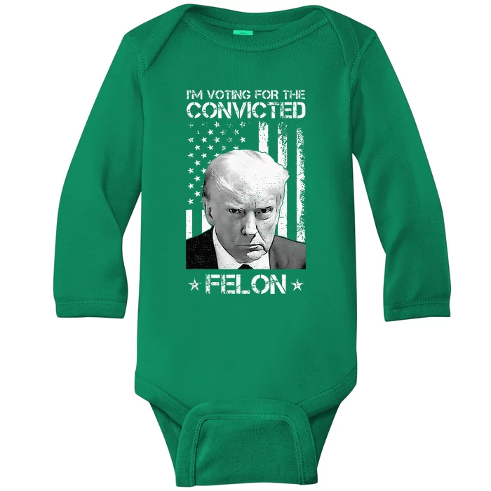 Trump 2024 Convicted Felon Baby Long Sleeve Bodysuit