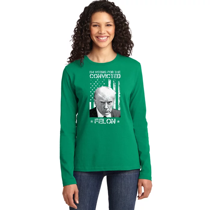 Trump 2024 Convicted Felon Ladies Long Sleeve Shirt