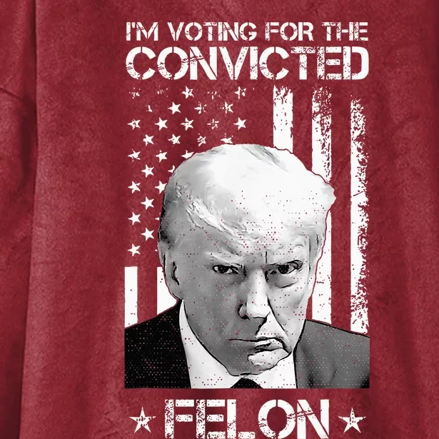 Trump 2024 Convicted Felon Hooded Wearable Blanket