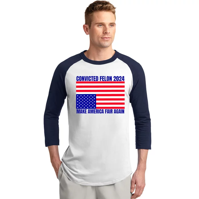 Trump 2024 Convicted Felon American Flag Baseball Sleeve Shirt